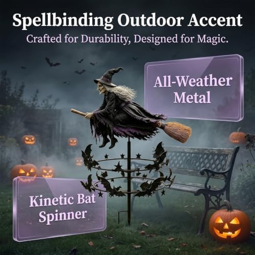 Enchanted Witch Wind Spinner - Metal Garden Stake for Halloween Yard Decor - Image 4