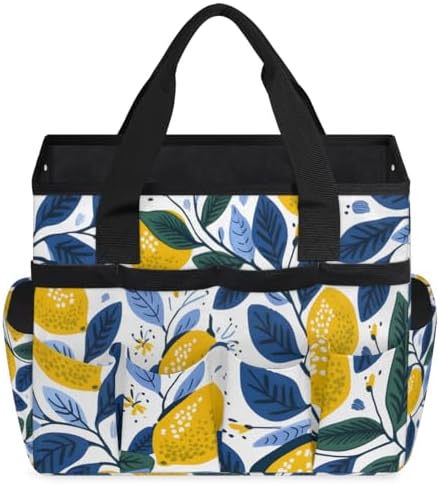 Lemon Style Garden Tool Bag Tote for Men Women Multiple Pockets Wide Mouth Heavy Duty Waterproof Tool Organizer Bag for Outdoor Lawn Yard Portable Gardening Storage With Elasticbands by Unknown