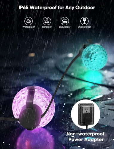50ft RGB Outdoor String Lights Waterproof with 25 LED Dimmable Bulbs - Image 4