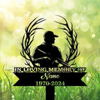Personalized Hunter Grave Marker Hunter with Deer Antlers Memorial Garden Stake 8-24 inch Hunter Dad Loss Gift, Hunter Memorial Gift Loss of Loved One (Hunter with Deer Antlers) - Image 4