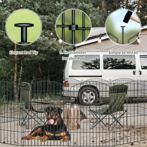 10 Panel No Dig Metal Garden Fence 32"H x 23.6'L Dog Fence Outdoor for Yard - Image 6