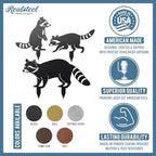 RealSteel - Garden Art Raccoon Family 3 Pack | Metal Yard Decor | Outdoor Garden Stakes | Wildlife Animal Decor | Custom Steel Art | Rust Resistant | Lawn Ornaments for Garden & Pathways (Penny Vein) - Image 7