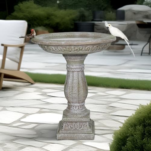 23.8" H * 20" Φ Outdoor Birdbath with Pedestal - Garden Birdbaths Outdoor Decor - Floor Bird Baths for Garden Patio, Yard, Lawn - Image 3
