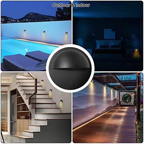 RNEHON 4-Pack 2W Low Voltage LED Deck Lights, Φ3.94inch Landscape Step Railing Fence Light, Die-cast Aluminum, IP 65 Waterproof Outdoor Stair Light Warm White for Stair,Walkway,Deck, Step,Yard (Black) - Image 5