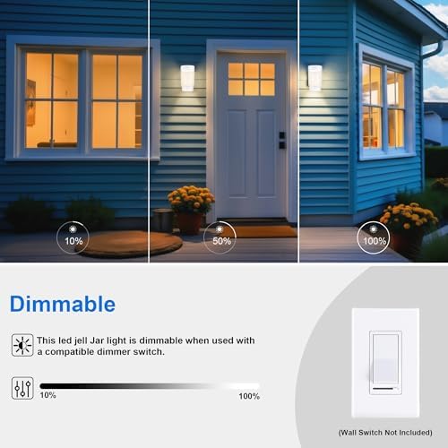 LIT-PaTH Outdoor Wall Light Fixture, Aluminum, LED 3CCT, White, 2 Pack - Image 3