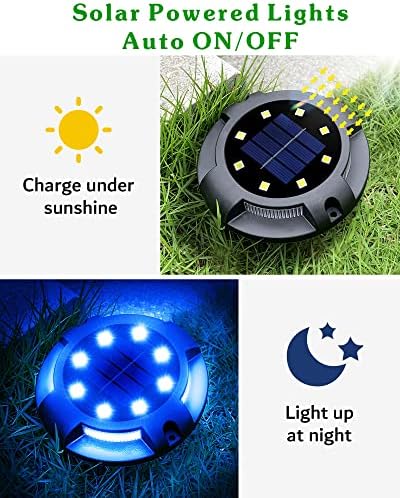 Biling Solar Ground Lights Uplight Sidelight Waterproof 12 Pack Blue - Image 4