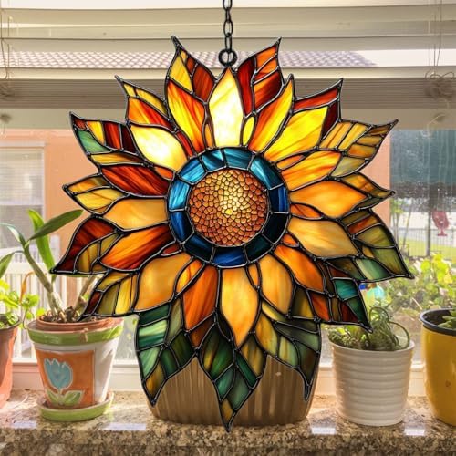 Tiffany Style Sunflower Acrylic Suncatcher - Image 4