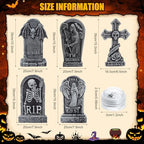 Aurelema 5 Pcs 17" Metal Halloween Tombstones with Light Decoration Outdoor - Image 2