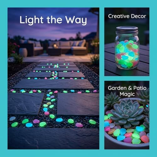 500pcs Glow the Dark Pebbles Resin Stones for Garden Walkways and Decorative Planters, Recharge in Sunlight Luminous Multicolored Glowing Rocks for Outdoor Random Color - Image 3