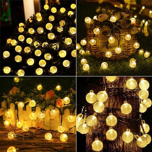 Jedavai Solar String Lights Outdoor 2 Pack 200 Led 80FT Warm White Crystal Globe Lights with 8 Lighting Modes, Waterproof Solar Powered Patio for Garden Yard Porch Wedding Party Decoration - Image 6