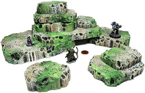 Mossy Stone Stacking Modular Hills Set - - Handmade Terrain for Tabletop War Games and TTRPGs by Handmade