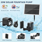 20W Solar Fountain Pump, Adjustable Submersible Pump for Garden Pond - Image 3