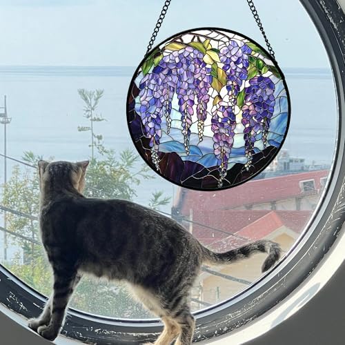 Stained Glass Window Hanging Wisteria Suncatcher Gifts for Women 12" - Image 3