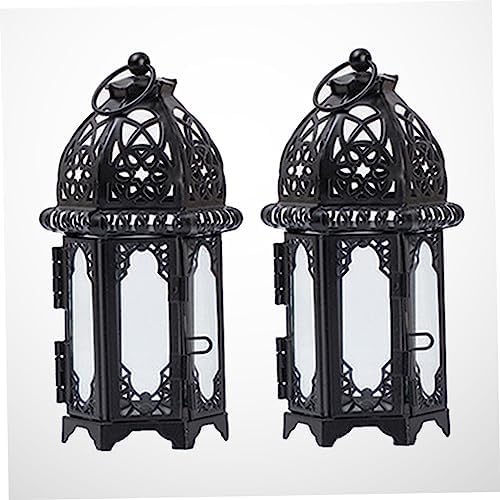 2pcs Morocco Style Iron Glass Candle Lanterns Xmas Decorative - Image 6