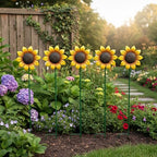 Sunflowers Metal Yard Art Wind Spinners Outdoor Decoration Stakes by Weibefee