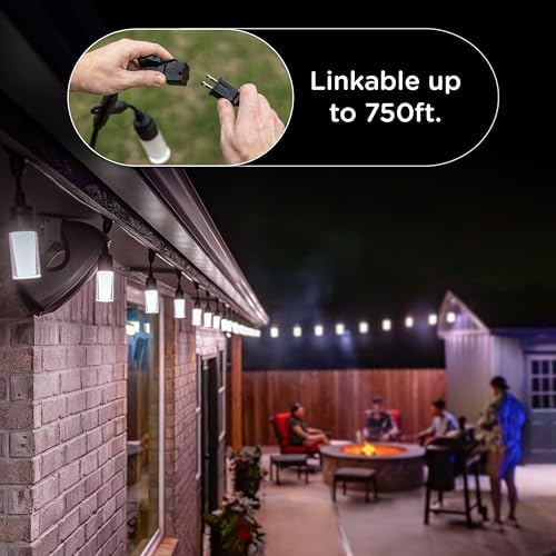 Enbrighten Modern Outdoor String Lights, 48ft, 24 Bulbs, White Light Only - Image 3