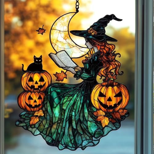 Funny Witch Spell Jack Lantern Acrylic Suncatcher - Image 4