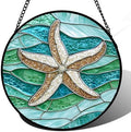 Starfish Ocean Stained Glass Window Hanging Suncatcher Gift for Women 12" by DASTOLL
