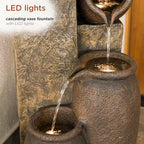 Alpine Corporation GIL140 43" Tall Indoor Outdoor Pottery Fountain with Replaceable LED Lights, Water Feature for Garden, Patio, and Home Decor, Brown - Image 5