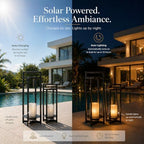Large H24 Inch Solar Lantern Outdoor with Flickering LED Candle Dusk to Dawn Auto Light IP44 Weather-Resistant Metal Lantern Decorative Outdoor Light for Patio Garden Porch Entryway - Image 5