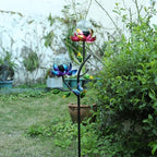 Decorative Solar Garden Light, Flower Glass Globe Stake For Lawn Yard - Image 2