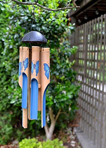 Cohasset Gifts Blue Butterfly Small Bamboo Wind Chimes: Deep Tone Outdoor Windmill & Wood Wind Chimes - Ideal Retirement Gift - Image 3