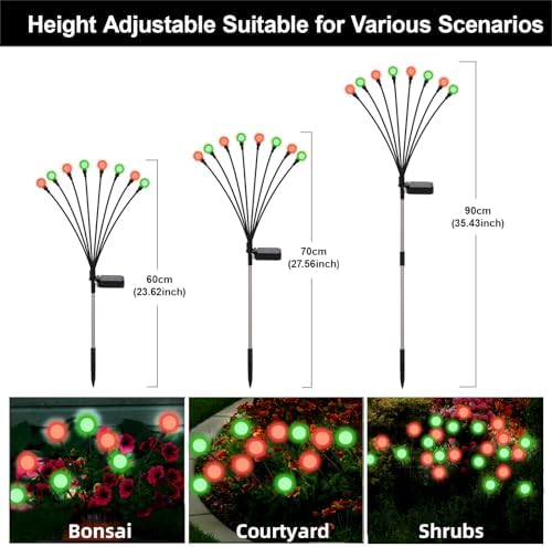 Red and Green Solar Firefly Lights Outdoor Christmas Decor 4 Pack - Image 4