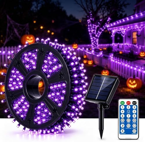 335FT 800 LED Solar Purple Halloween Lights by UMEUCDecorativeLights