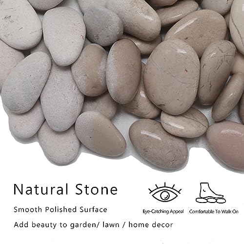 12 inch River Rock Stepping Stone - Diamater Pavers for Outdoor Garden Walkway, Landscaping - Polished Pebble Step Stones for Patio Yard Lawn Pathway, Set of 6 (Roundness,White) - Image 4