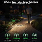 Solar Motion Sensor Lights Outdoor Pathway, Warm & Daylight 3000k/5000k/7000k Path Light IP65 Waterproof, 3 Modes Black Walkway Lighting with Remote Control for Driveway Garden (8 Pack) - Image 2