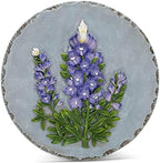 NAT & Jules Floral Colorful Dimensional Indoor Outdoor 12 inch Round Cast Resin Decorative Garden Stepping Stone, Patio, Walkway Sculpture Yard Art, Bluebonnet by NatJules
