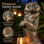 Funny Bear Outdoor Solar Lantern,16.2in Garden Decor Statue Waterproof - Image 3