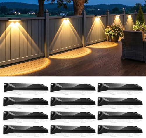 Brightown 12 Pack Solar Fence Lights Outdoor, 3000/4000/6000K/RGB 12 Modes by Brightown