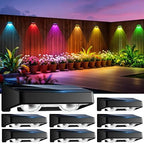 Solar Fence Lights 8 Pack 9 Colors & 11 Lighting Modes Solar Wall Lights Outdoor Waterproof IP65 RGB Color Changing Fence Lights Solar Powered for Garden Yard Patio Deck Step Patio Wall by NIBUUECER