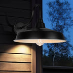 Solar Barn Lights Outdoor, 16 Inch Dome Wall Lights Solar Powered, Farmhouse Exterior Wall Sconce, Industrial Outside Light Fixtures, Rustic Lantern for Garage, Barn, Shed, RZSR020W-2 - Image 6