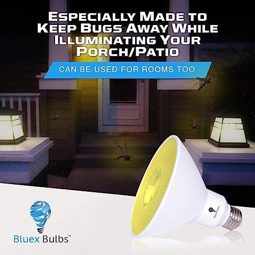 4 Pack PAR38 Amber Yellow LED Bug Light Bulb Outdoor LED Flood Light Bulb 17W 170 Watt Equivalent Dimmable Waterproof E26 Bug LED Yellow Light Bulbs Warm Bug-Free Lighting for Home Insect Repellent - Image 3
