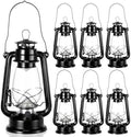 Hortsun 6 Pcs 12 Inch Vintage LED Hurricane Lantern Metal Black Outdoor Battery Operated Hanging Lantern with Warm LEDs and Dimmer Switch for Indoor Rustic Farmhouse Country Camping Decor by Hortsun