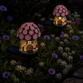 Solar Pink Floral Cottage Lights Outdoor, 2 Pack Waterproof Fairy Garden Pathway Lights, Hand-Painted Resin Flower House Decor for Yard Lawn Patio, Gift for Garden Lovers by Unknown