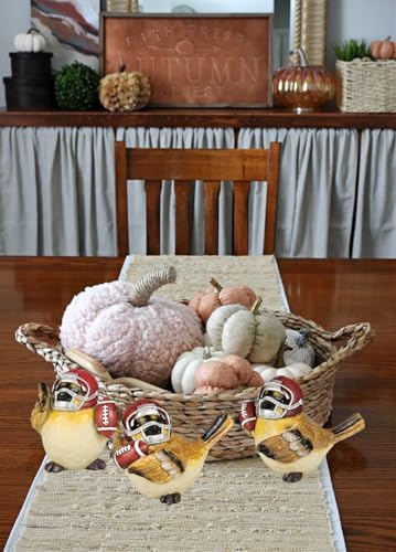 Hanna's Handiworks Little Sparrow Birds with Footballs & Helmets - Resin Statues Home Decor for Indoor Tabletop/Outdoor Covered Garden - for Sports Centerpiece Displays, Parties, Gifts - Set of 3 - Image 4