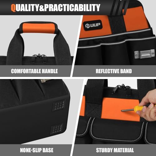 UUP 15" Heavy Duty Tool Bag, 16-Pocket Tool Box Organizer Orange - Image 5