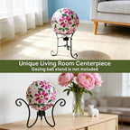 Lily's Home Colorful Mosaic Glass Gazing Ball, Durable Outdoor Reflective Globe - Enhances Yard, Patio, Home Ambiance for Garden Lovers, Vibrant Glass Flower Pattern (10" Diameter) - Image 5