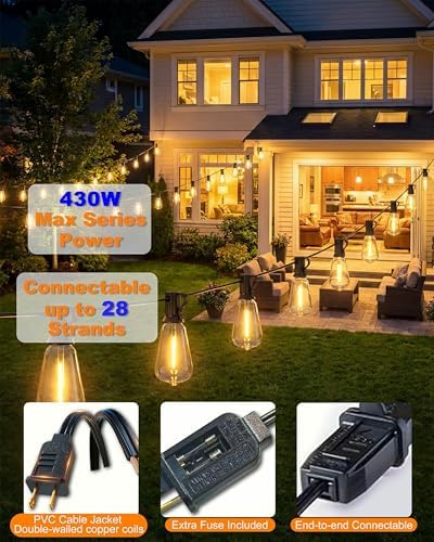 Outdoor String Lights, 108FT (30+1) ST38 String Lights for Outside - Image 4