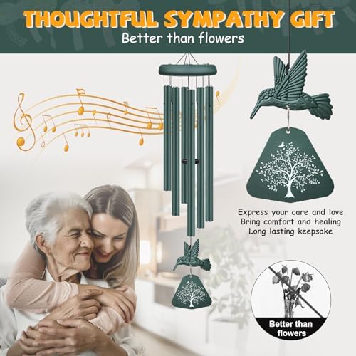 Sympathy Wind Chimes for Outside Deep Tone, Memorial Wind Chimes for Loss of Loved One Prime, Bereavement Condolence Remembrance Funeral Gifts for Grieving Friends Loss of Mother Father - Image 2