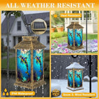 Solar Lantern Outdoor Waterproof Colorful Stained Glass Dolphin Swimming Vibrant Underwater Scene Garden Decor LED Hanging Solar Lights Tabletop Lamp Gifts for Women Mom Outside Yard Patio Porch - Image 3