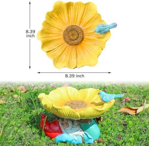 MUMTOP Bird Baths for Outdoor, Resin Garden Gnome Birdbath Bowl Yard Decor - Image 4