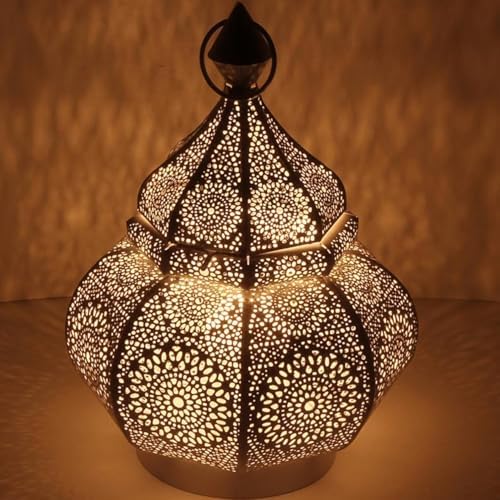 Yille Oriental Metal Lantern Anida Gold 30 cm Moroccan Lantern Garden Lantern Hanging Standing Beautiful Table Lantern for Wedding, Party, Decoration by Yille