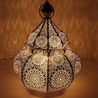 Yille Oriental Metal Lantern Anida Gold 30 cm Moroccan Lantern Garden Lantern Hanging Standing Beautiful Table Lantern for Wedding, Party, Decoration by Yille