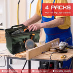 4 Pieces Tool Bag with Waterproof Strong Molded Base Multi Pockets Wide Mouth Tool Tote Multifunctional Large Capacity Organizer Heavy Duty Tools Storage Bag for Men Carpenter Electrician - Image 4