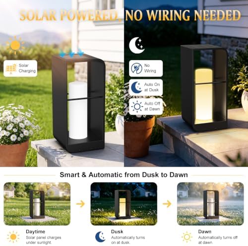 18" Solar Lanterns Outdoor Waterproof Outdoor Floor Lamp with Remote - Image 3