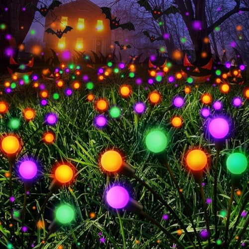 6PK Halloween Decorations Outdoor Solar Firefly Lights Orange Purple Green by Albelt